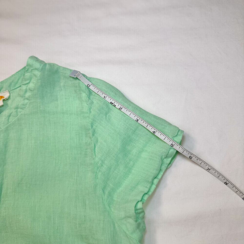 C&C California Women’s Blouse Mint Green 100% Linen Women’s Large Lagenlook - Picture 7 of 12